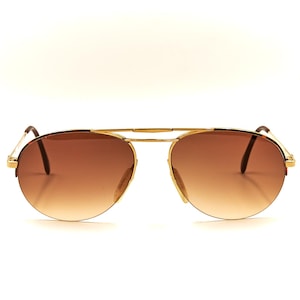 ZEISS 5004 Vintage Sunglasses Made in Germany / Half Rim Aviator Metal Eyewear for Men & Women / NOS New Old Stock with New Lenses