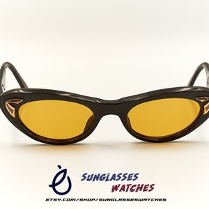 LUXOR 625 Cateye Vintage Sunglasses Made in Germany / Black Acetate Eyewear for Women / 1970s / Used Condition New Lenses