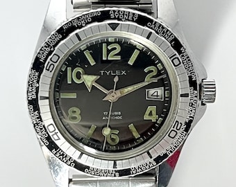 TYLEX GMT ( Similar to Sicura Rallye GT ) Swiss Made Traveller Watch / Twin Bezel Vintage Diver / Handwinding / 60s Men 's Wristwatch