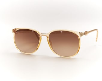 Lunettes De Soleil Vintage Années 80 Italie - Monture Plastique Ivoire Transparente - Verres Fumés UV400 - Taille Femme