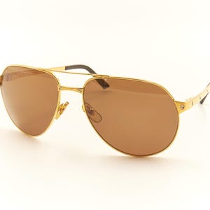 CARTIER Santos Dumont Screw Detail 59 16 140 Gold Coated Highend Aviator Pilot Sunglasses for Men / Good Preowned Condition with New Lenses