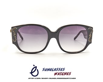 Lunettes De Soleil Vintage Emmanuelle Khanh - Modèle 122 10 16 GR - Design Années 80, Monture Noire Carrée - Unisexe