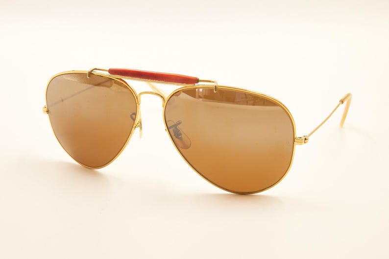 RAY BAN Bausch Lomb B&L USA / Ray-Ban Tortoise Outdoorsman 62 14 Sällsynta solglasögon / 1980-talet Gott begagnat skick / Vintage / Herr Dam bild 3