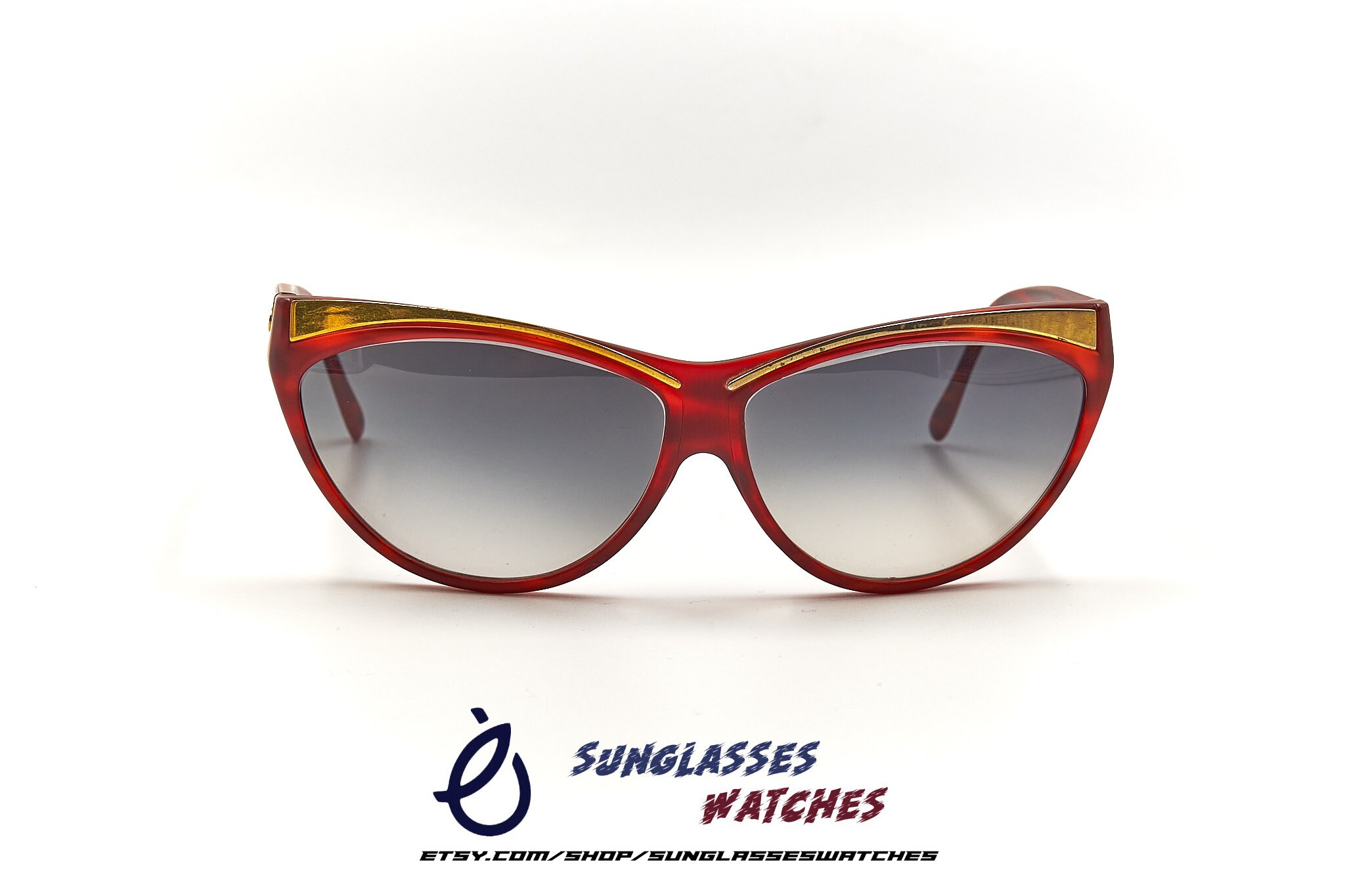 Vintage 80\'s Italy Polinelli Red and White Sunglasses NEW Ricardo Polinelli Collection Wrap sunglasses made in  main image 3