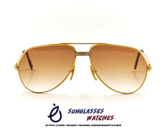 CARTIER Vendome Santos Louis 62 14 140 Gold Plated Vintage Sunglasses / Good Condition with New Lenses / Designer Eyerwear for Men & Women