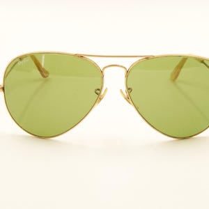 Ray Ban Bausch Lomb TRU Green BL 62 14 Aviator 62mm Sunglasses / Good Used Condition / 1980s Vintage / Made in USA Eyewear for Men