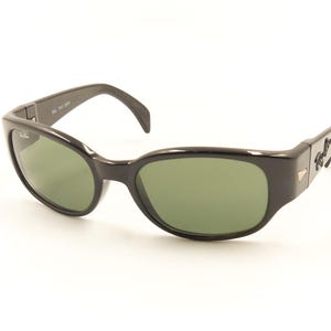Ray Ban Bausch Lomb B&L W2757 Outsiders Black Rectangle Sunglasses / 1980s New Old Stock / NOS Vintage Eyewear for Men Women