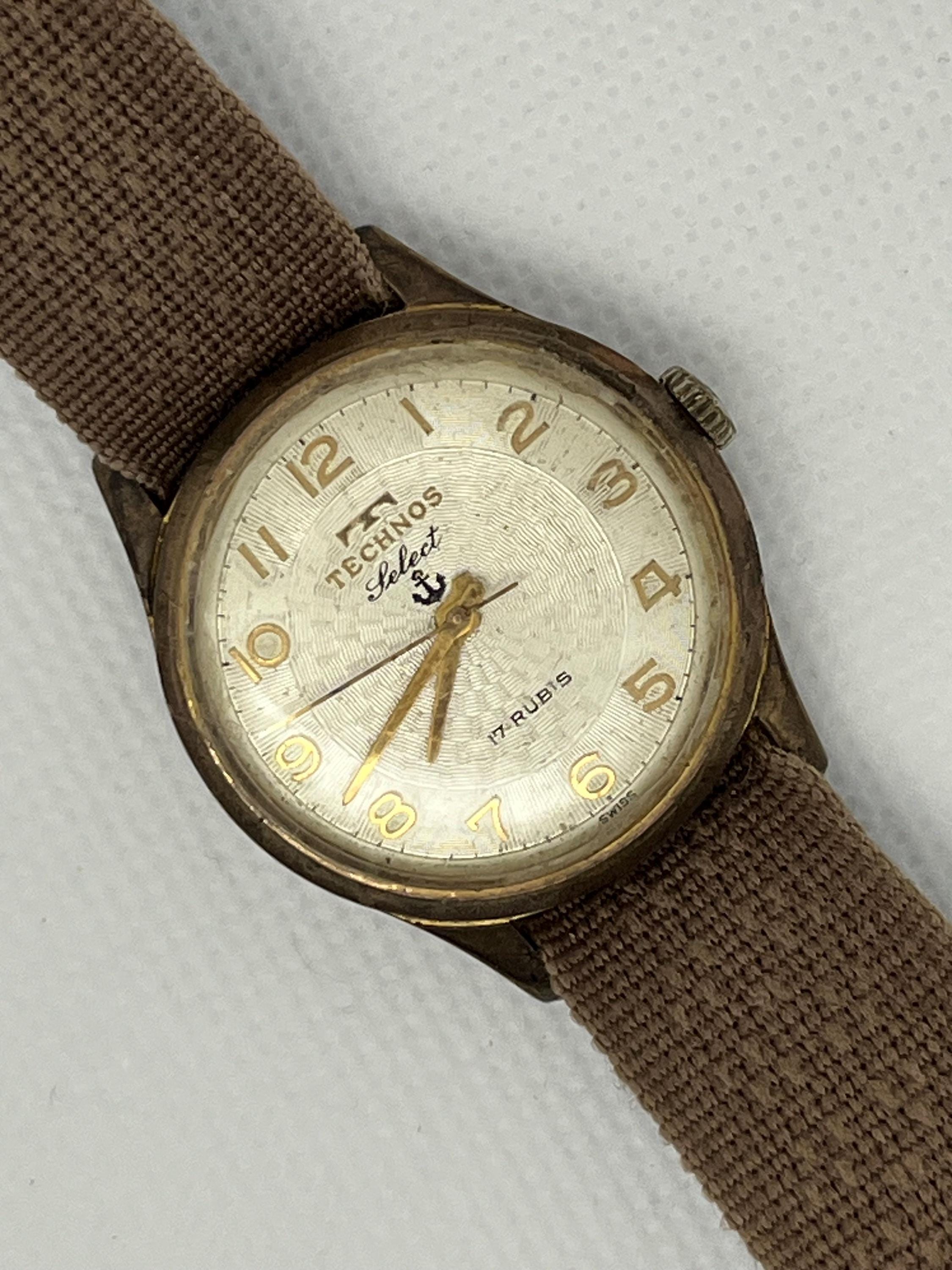 TECHNOS Select 17 Jewels Swiss Made Military Style Wrist Watch