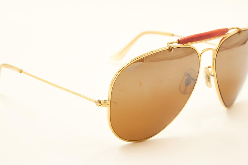 RAY BAN Bausch Lomb B&L USA / Ray-Ban Tortoise Outdoorsman 62 14 Sällsynta solglasögon / 1980-talet Gott begagnat skick / Vintage / Herr Dam bild 7