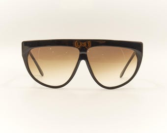 LAURA BIAGIOTTI Oxsol T49 anni '80 Vintage Nero Oversized Designer Occhiali da sole per donna / Made in Italy / NOS New Old Stock