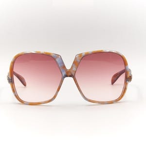 SILHOUETTE MOD Clear Blue Orange 1970s Vintage Oversized Sunglasses Made in Austria / NOS Eyewear Women / New Old Stock with New Lenses