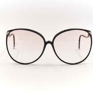VINTAGE Designer Sunglasses from 70s 80s , Oversized Black Women Eyewear / Made in France / Unused New Old Stock