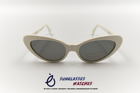Vintage White Womens Sunglasses NOS France White Round Sunglasses FRAMES ONLY, Oversize 70s Women  main image 2