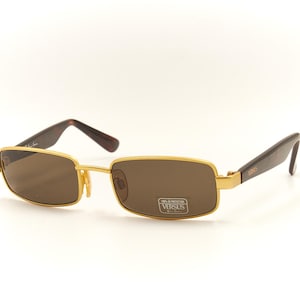 VERSUS by GV Mod R35 Col 13M Gold Tortoise Combo Rectangular Vintage Authentic Designer Sunglasses / New Old Stock Eyewear for Men & Women