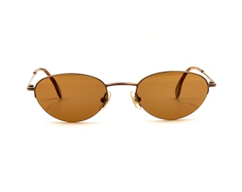 MIKLI par MIKLI 6744 Vintage Diseñador Marrón Halfrim Gafas de Sol / Hecho en Japón / NOS Gafas para Mujer / Nuevo Stock Antiguo
