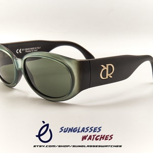 RICCARDO POLINELLI Collection 671 Green Black Made in Italy Vintage Hand Made Designer Sunglasses / Men Women / NOS / New Old Stock