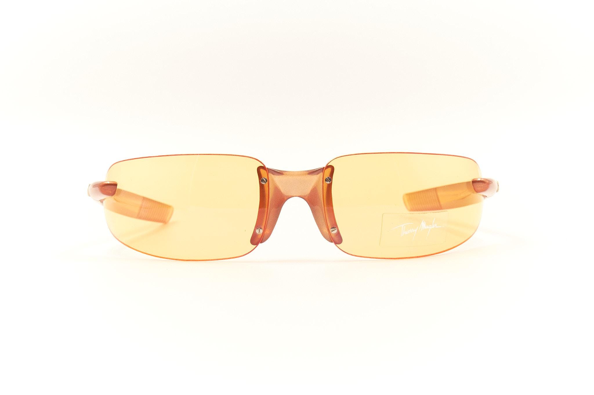 THIERRY MUGLER 6543 Orange Rimless Made in France Vintage Designer