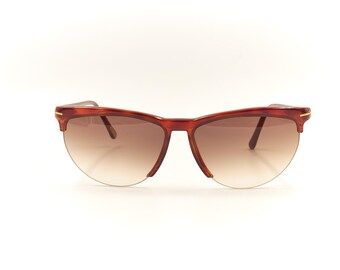 GIANNI VERSACE Mod 391 Col 747 Acetate Half Rim Sunglasses / NOS / 1990s Vintage Designer New Old Stock / Eyewear for Men Women