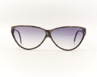 MLUX S 769 Vintage 1990s Acetate Made in Italy Oversized Cateye Shiny Sunglasses / New Old Stock / NOS Eyewear / for Women