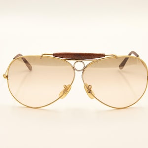 RAY BAN Bausch Lomb B&L Leather Bullet Hole Shooter Photo Brown 62