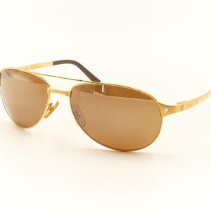CARTIER Santos Dumont Screw Detail 58 16 130 Gold Coated Highend Aviator Pilot Sunglasses for Men / Good Preowned Condition