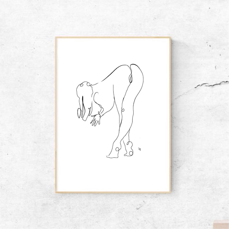 continuous line digital download one line erotic one line drawing nude figurative art I Put A Spell On You Minimalism wall art