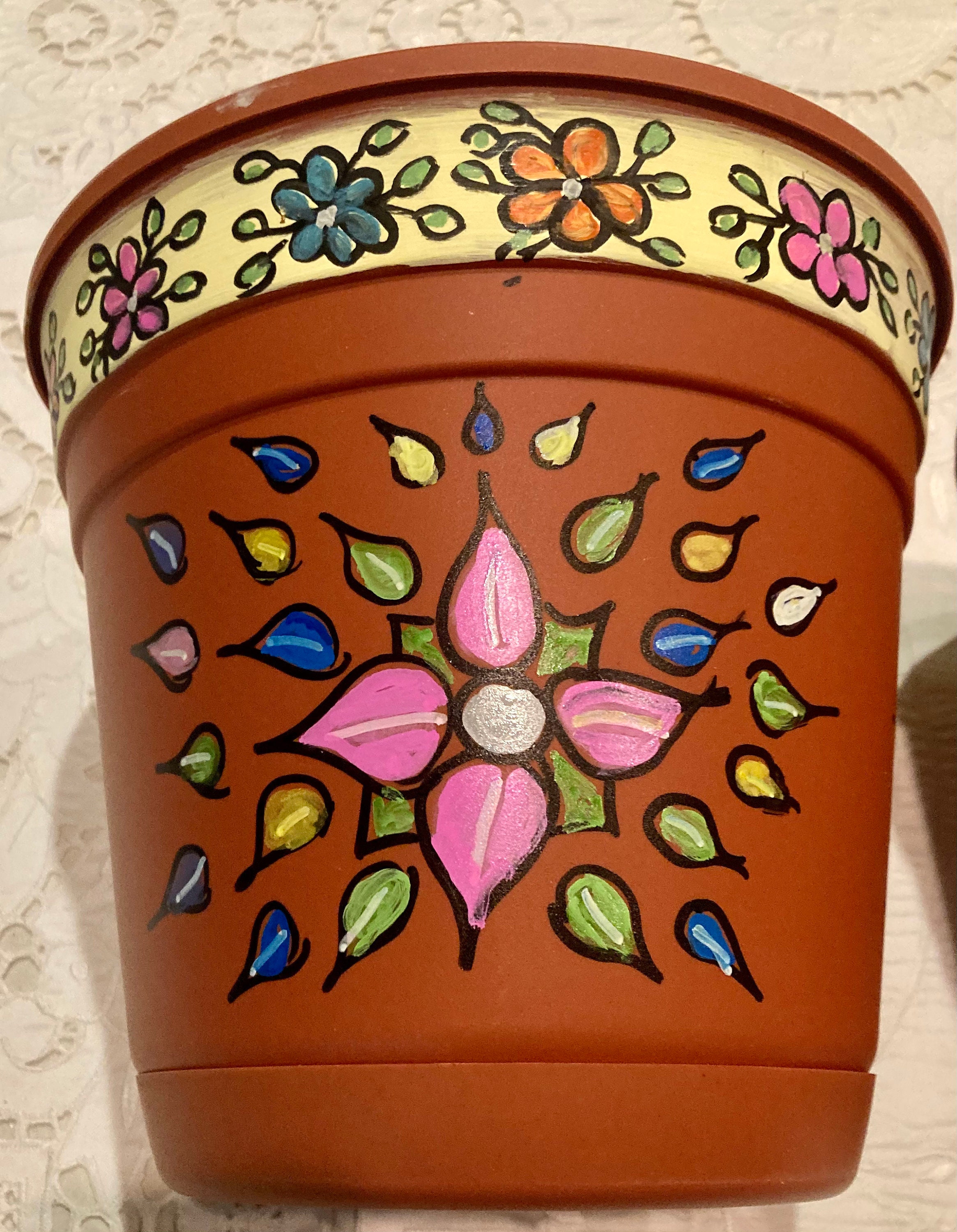 Wunderschöner designer handbemalter Blumentopf | Etsy