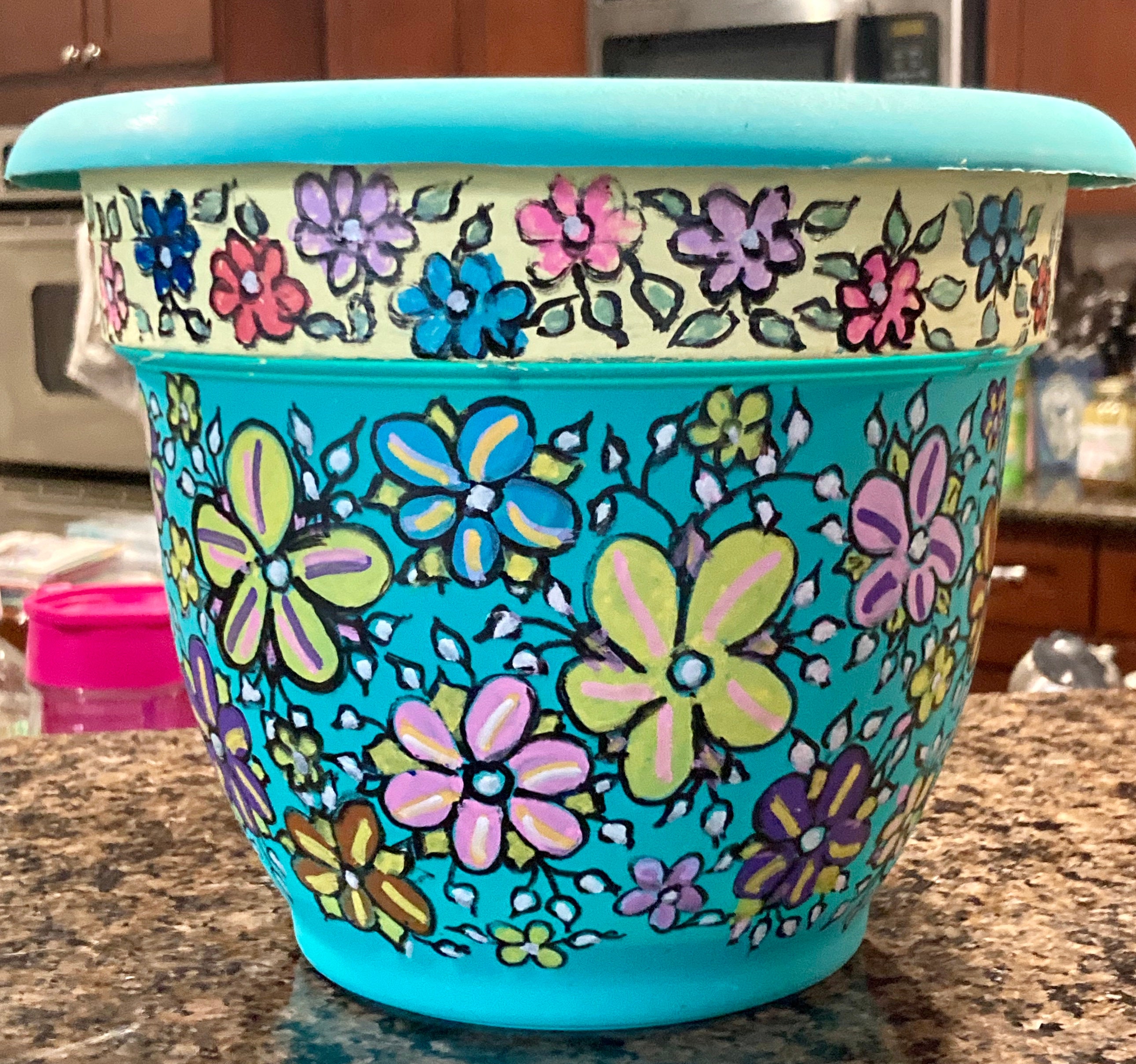 Beautiful Hand Painted Flower Pot Perfect Size for Terrace or Etsy