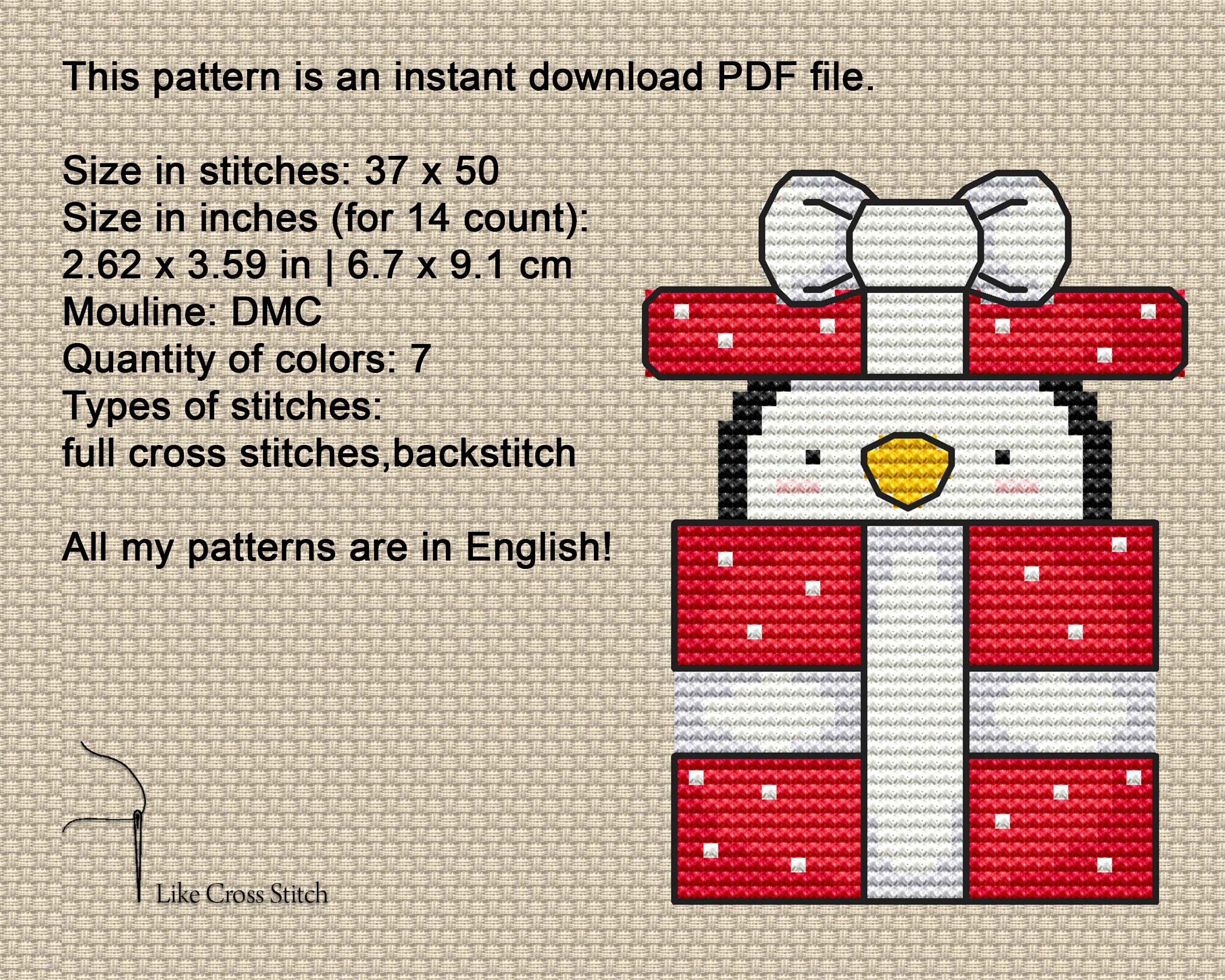 Small christmas penguin cross stitch pattern pdf xmas cross