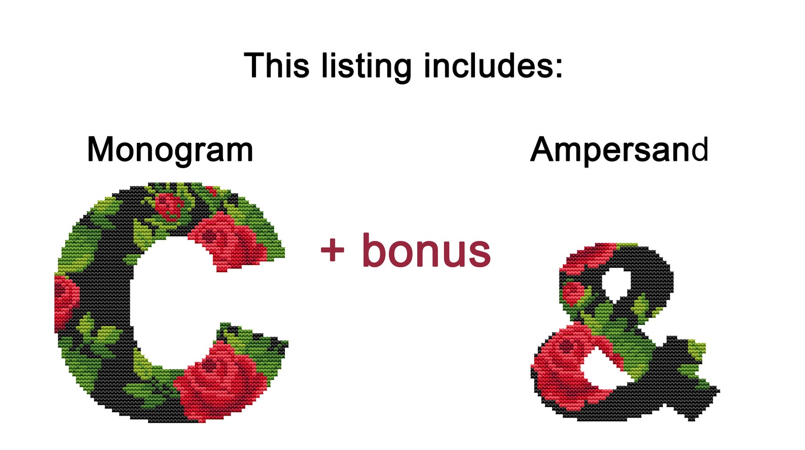 Monogram letter c in 3d cross stitch pattern