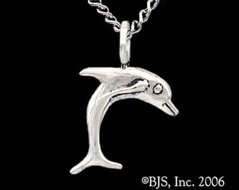 Small Dolphin Necklace, Sterling Silver Dolphin Pendant, Dolphin Jewelry, Dolphins, Includes Free US Shipping