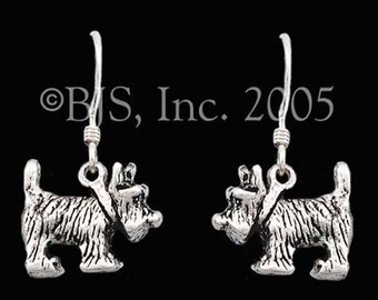 Sterling Silver Scottish Terrier Earrings, Three dimensional Scottie Dog Dangles, Dog Jewelry, Dogs, Pet Earrings, Includes Free US Shipping