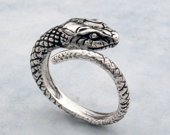 Snake Wrap Ring, Sterling Silver Snake Rings, US Sizes 6 - 10, Snake Jewelry, Snakes, Includes Free US Shipping