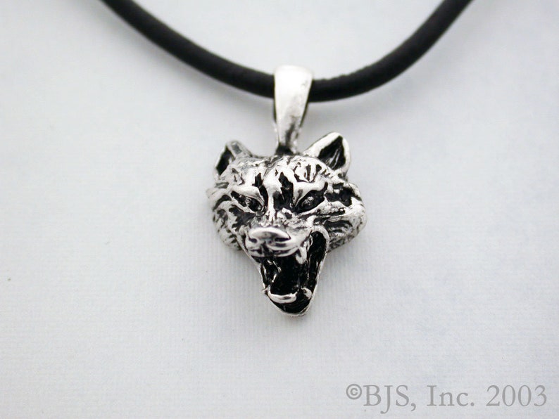 Wolf Head Necklace Sterling Silver Wolf Pendant Snarling Etsy