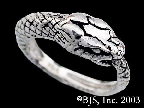 High Polish 925 Sterling Silver Infinity Sea Snake Head Ring - Statement Band Ring (Size 6)