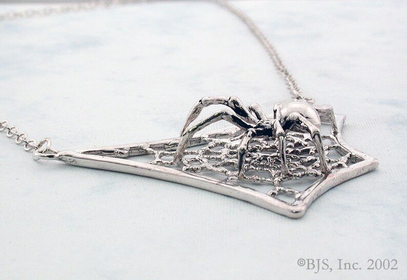 Includes Free US Shipping Spider Necklace on Web Spider Jewelry Black Widow Sterling Silver Spider Pendant Spiders
