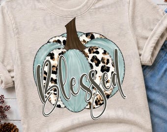 Blessed Pumpkin Fall PNG | Trendy | Digital | Leopard | Thanksgiving | Thankful