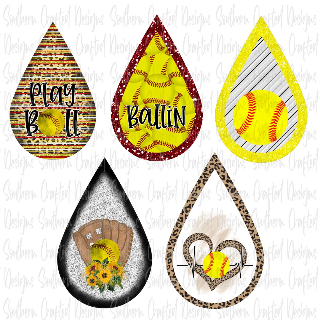 Softball Teardrop Earring Png Template Sublimation Softball Earrings
