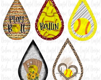 Softball teardrop earring png | template | sublimation | softball earrings | sports