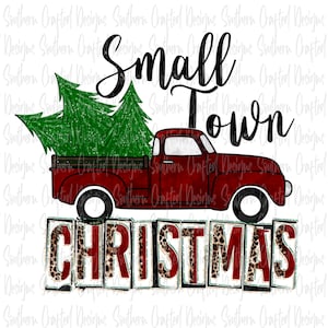 Small town Christmas png | Christmas png | vintage | truck | Christmas tree | merry Christmas | small town png | commercial use