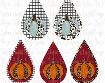Fall teardrop earring png | sublimation | digital download | commercial use | fall png | pumpkin png | earring png