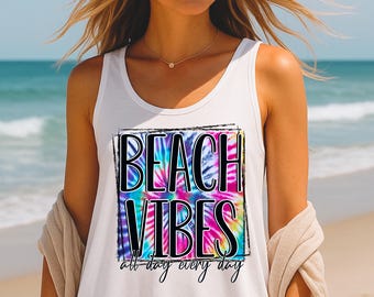 Beach vibes Png digital download | commercial use | beach Png | summer Png | tie dye | beach please | sublimation file