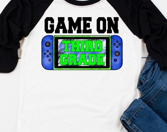 Game on Third Grade PNG | Back to School PNG | Sublimation | Commercial Use | Kids | T-Shirts | Stickers | Gifts | fall