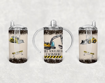 Sippy cup tumbler png | see you later excavator Png | commercial use | tumbler Png | skinny tumbler | boys sippy cup Png | construction