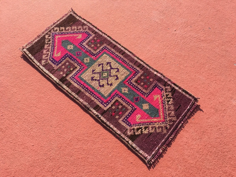 boho rug vintage rug small rug oushak rug 1.1 x 2.5 ft. decorative rug turkey rug wool rug frontdoor rug turkish small rug