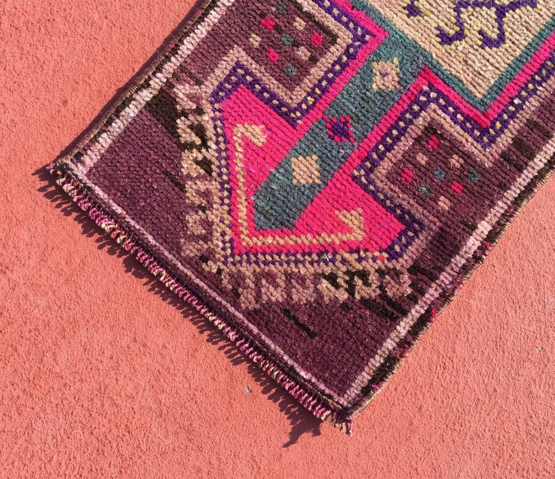 boho rug vintage rug small rug oushak rug 1.1 x 2.5 ft. decorative rug turkey rug wool rug frontdoor rug turkish small rug