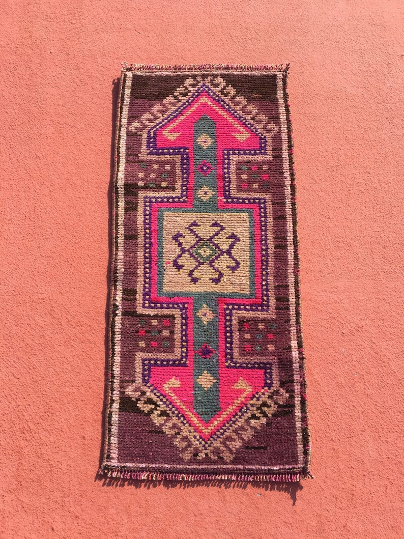 boho rug vintage rug small rug oushak rug 1.1 x 2.5 ft. decorative rug turkey rug wool rug frontdoor rug turkish small rug