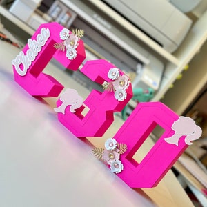 Lettre et numéro de papier cartonné 3D, lettres de fête en papier 3D de 6 pouces de haut, lettres 3D personnalisées, lettres 3D d’anniversaire de poupée, signe de nom 3D, anniversaire de fille
