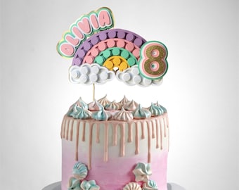 Pop It Fidget Rainbow Cake Topper, Pop It Banner de aniversário, Fidget Cake Topper, Rainbow Cake Topper, Pastel Rainbow Pop It Decoração de bolo