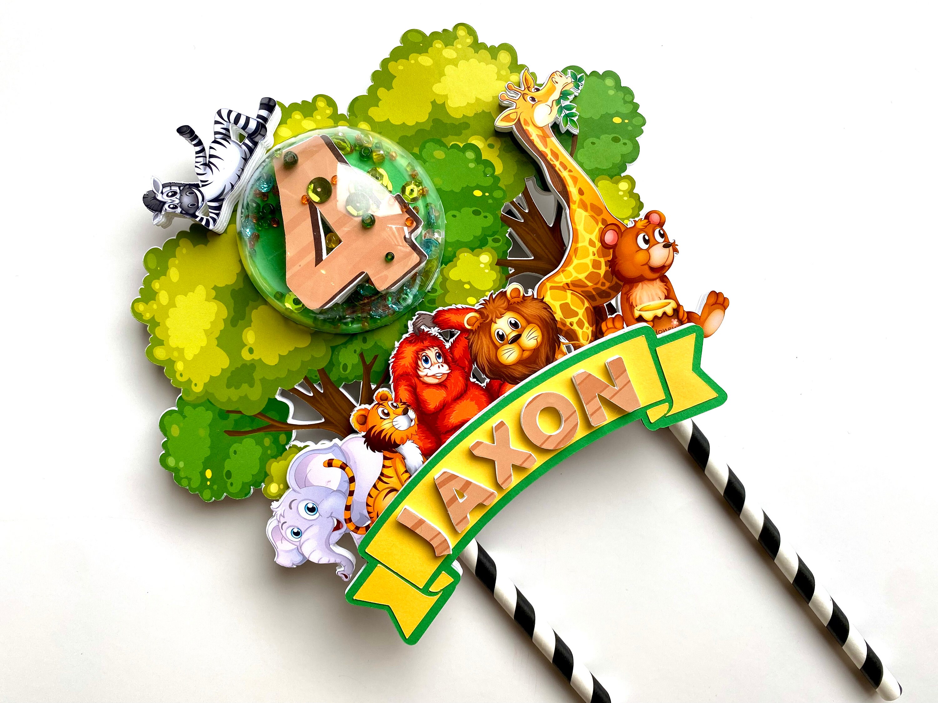 Safari Cake Topper Jungle Cake Topper Animal Cake Topper Etsy